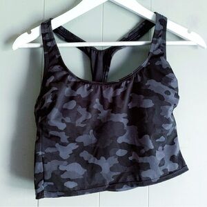 All in Motion Black & Gray Camo Sports Bra Cropped Tank M